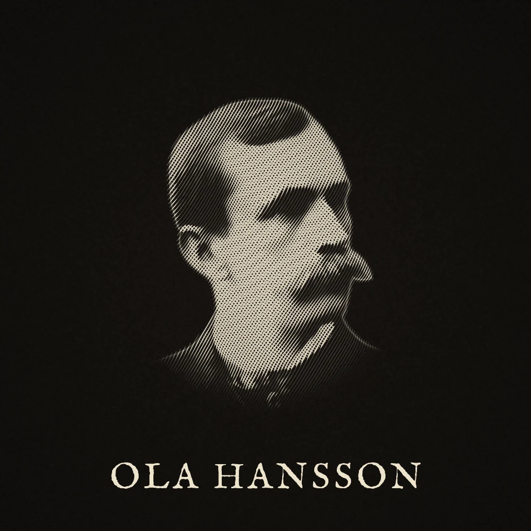 Porträtt av Ola Hansson. Beskrivning finns under Om verket.