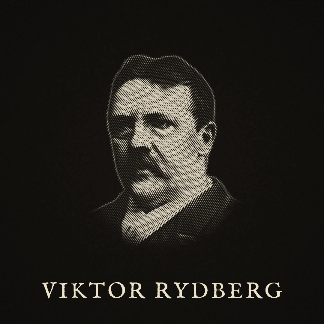 Porträtt av Viktor Rydberg. Beskrivning finns under Om verket.